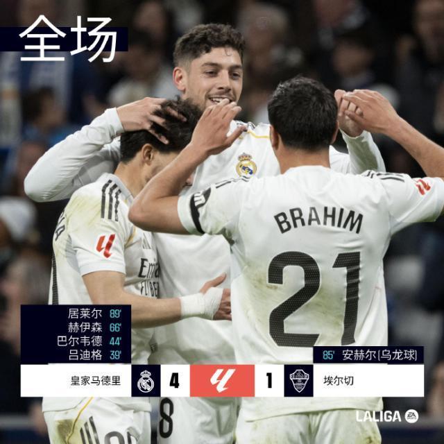 开云体育-皇马4比1狂胜！“82”连续3场破门，居莱尔60米神仙球
